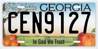 GA license plate CEN9127