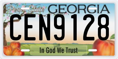 GA license plate CEN9128