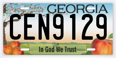GA license plate CEN9129