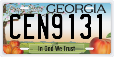 GA license plate CEN9131