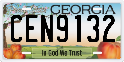GA license plate CEN9132