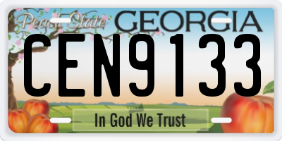 GA license plate CEN9133