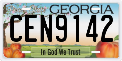 GA license plate CEN9142