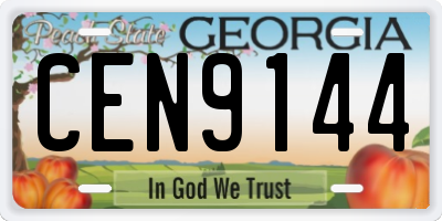 GA license plate CEN9144