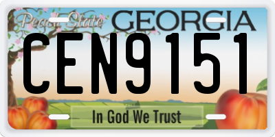 GA license plate CEN9151