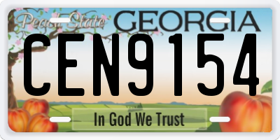 GA license plate CEN9154