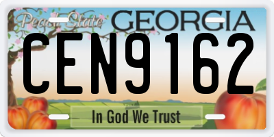 GA license plate CEN9162