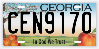 GA license plate CEN9170