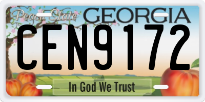 GA license plate CEN9172