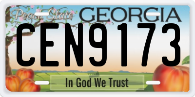 GA license plate CEN9173