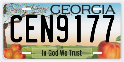 GA license plate CEN9177