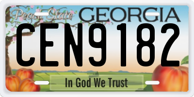 GA license plate CEN9182