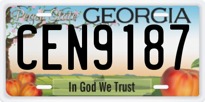 GA license plate CEN9187