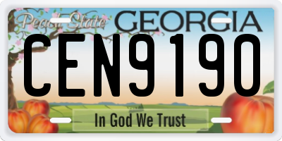GA license plate CEN9190