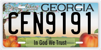 GA license plate CEN9191
