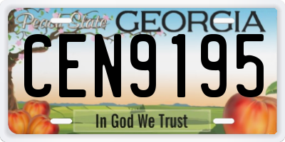GA license plate CEN9195
