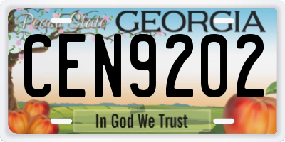 GA license plate CEN9202