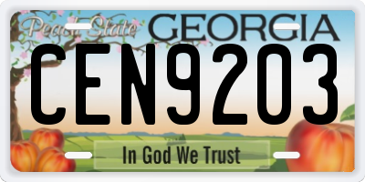 GA license plate CEN9203