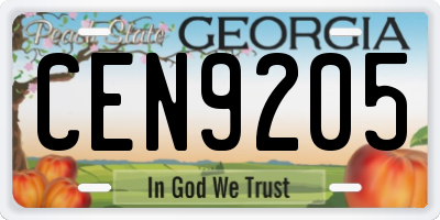GA license plate CEN9205