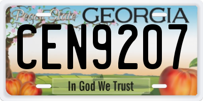GA license plate CEN9207