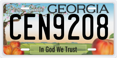 GA license plate CEN9208