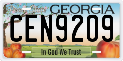 GA license plate CEN9209