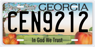 GA license plate CEN9212