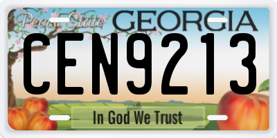 GA license plate CEN9213