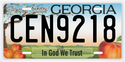 GA license plate CEN9218