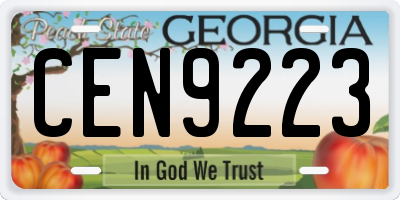 GA license plate CEN9223