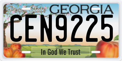 GA license plate CEN9225