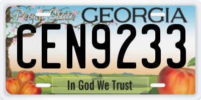 GA license plate CEN9233
