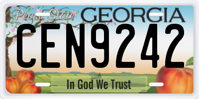 GA license plate CEN9242