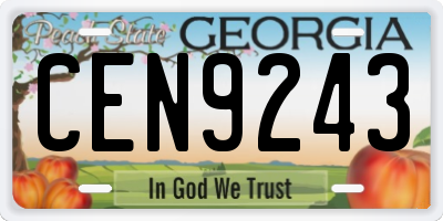 GA license plate CEN9243