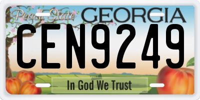 GA license plate CEN9249