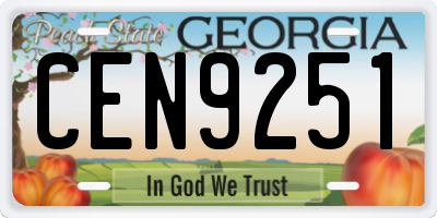 GA license plate CEN9251