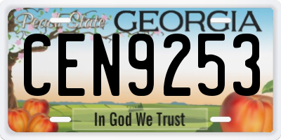 GA license plate CEN9253