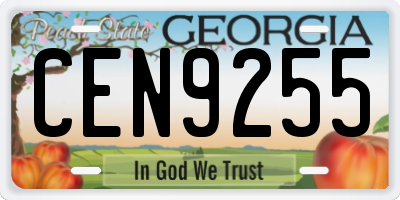 GA license plate CEN9255