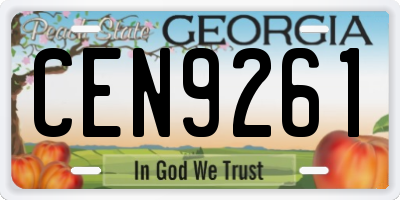 GA license plate CEN9261