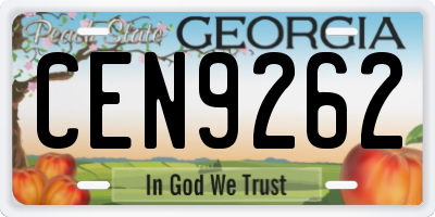 GA license plate CEN9262
