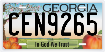 GA license plate CEN9265