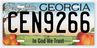 GA license plate CEN9266