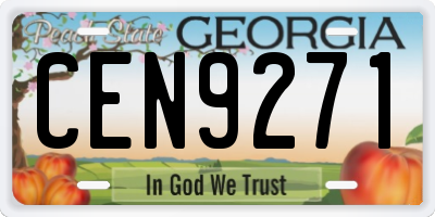 GA license plate CEN9271