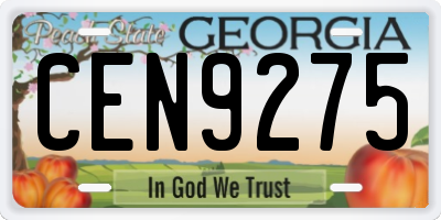 GA license plate CEN9275