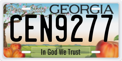 GA license plate CEN9277