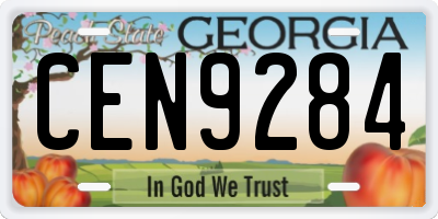 GA license plate CEN9284
