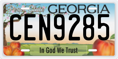 GA license plate CEN9285