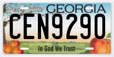 GA license plate CEN9290