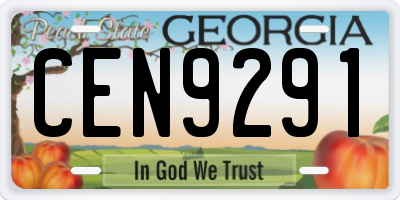 GA license plate CEN9291
