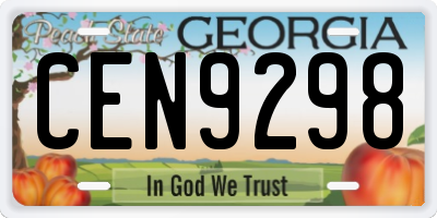 GA license plate CEN9298